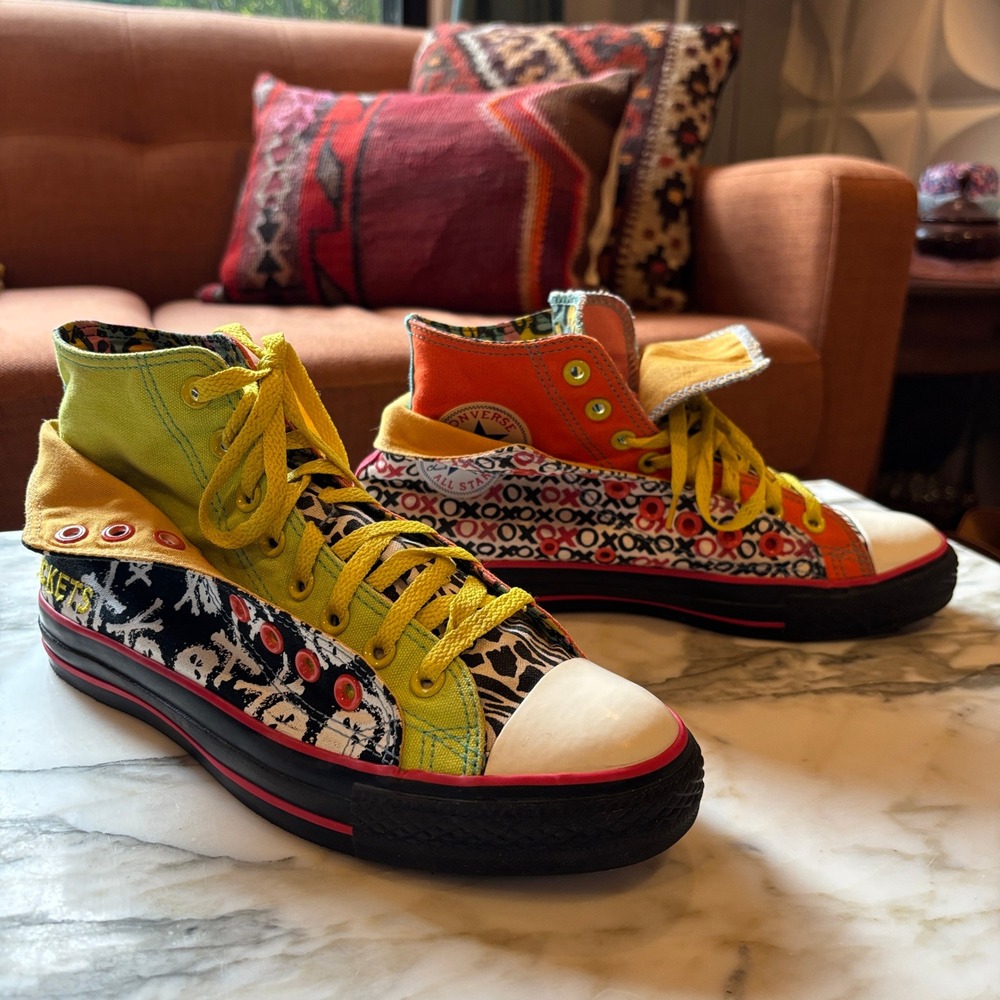 Converse Chuck Taylor All Star Double Upper High Top Mixed Print Sneakers Size 8 - Picture 5 of 14